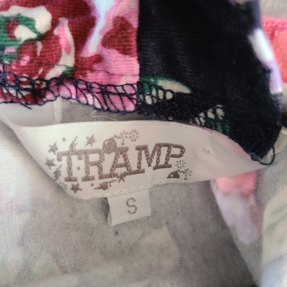 Tramp Dark Blue Floral Form Fitting Dress Bow Back - Picture 6 of 6